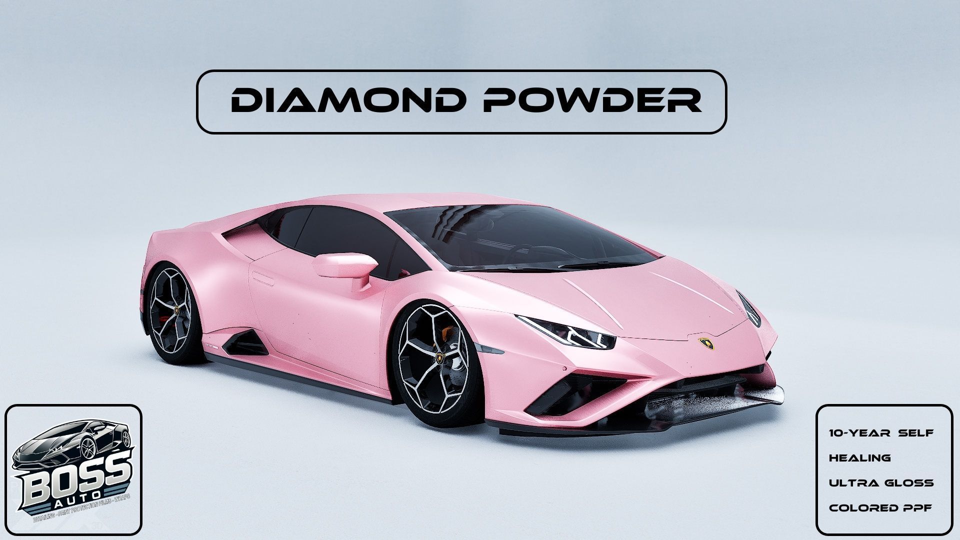 A pink lamborghini huracan is covered in diamond powder.