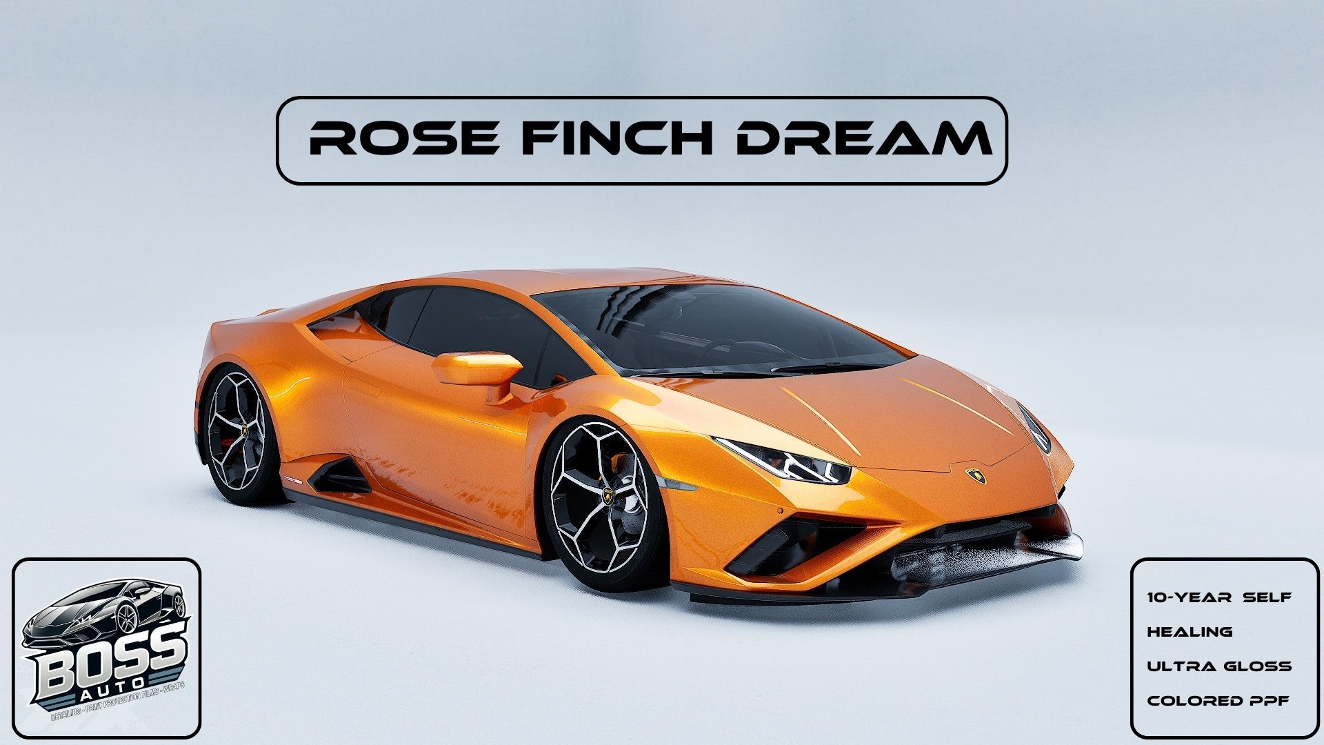 An orange lamborghini huracan is sitting on a white surface.