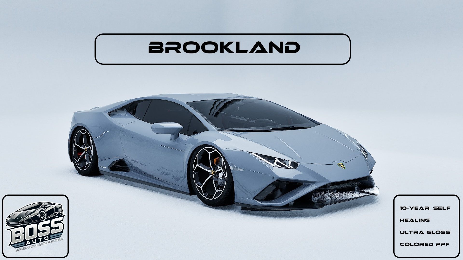 A brookland lamborghini huracan is shown on a white background.
