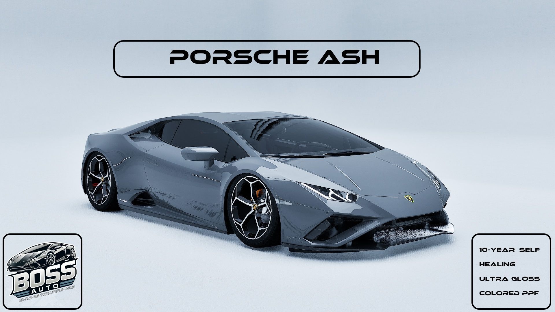 A gray porsche ash car is on a white background.