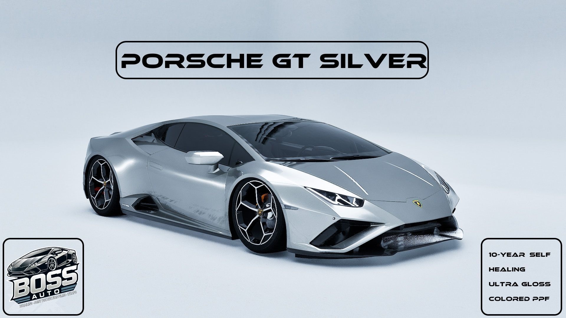 A silver porsche gt silver is on a white background.