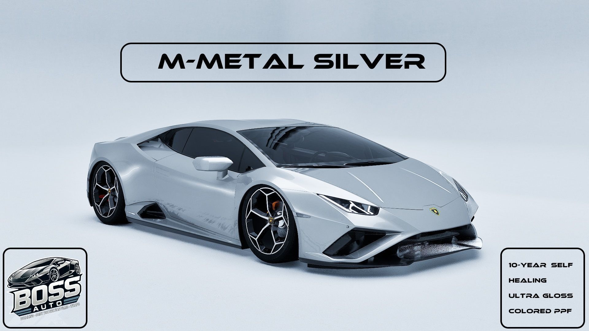 A silver lamborghini huracan is sitting on a white surface.
