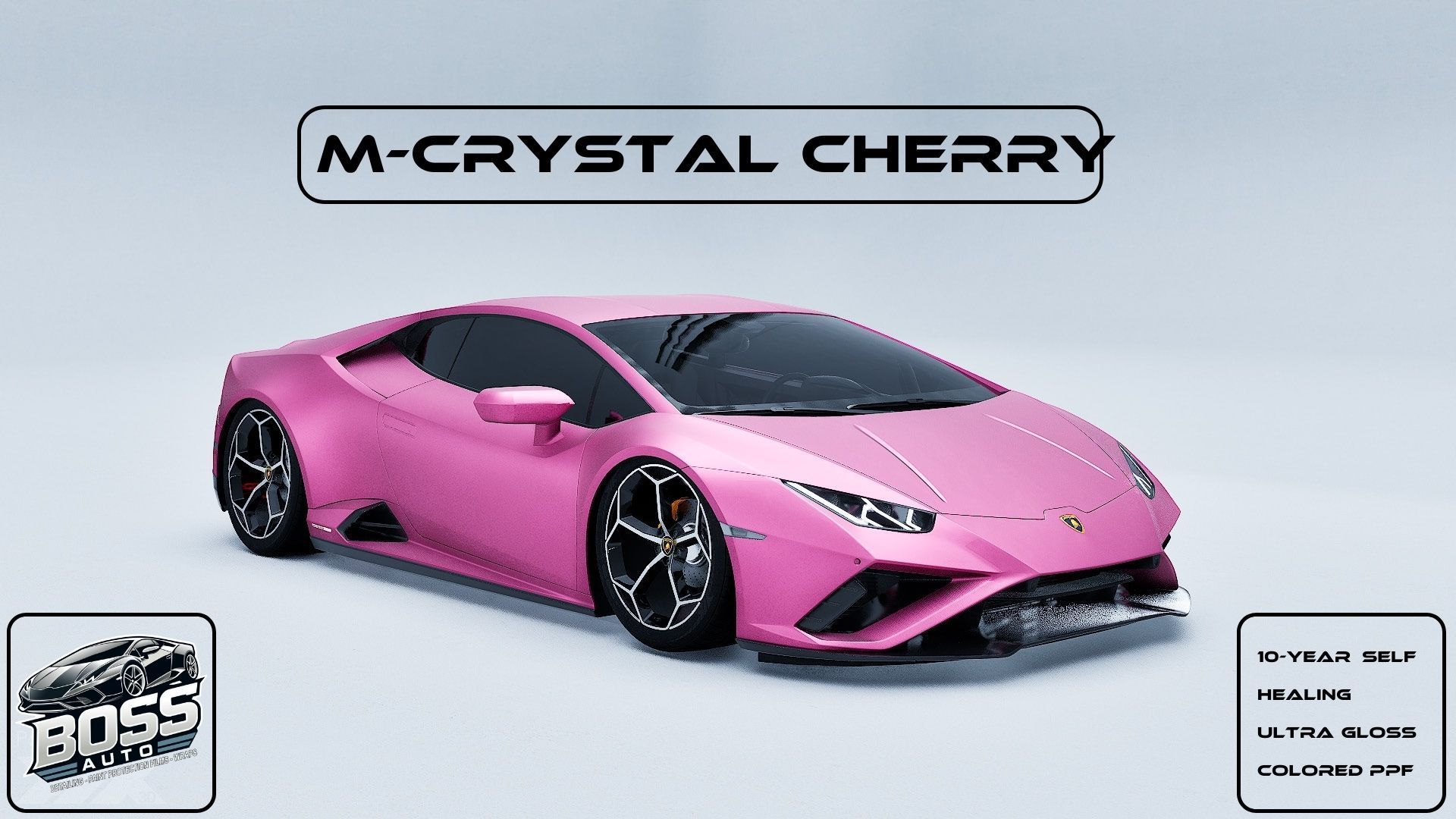 A pink lamborghini huracan is on a white background.