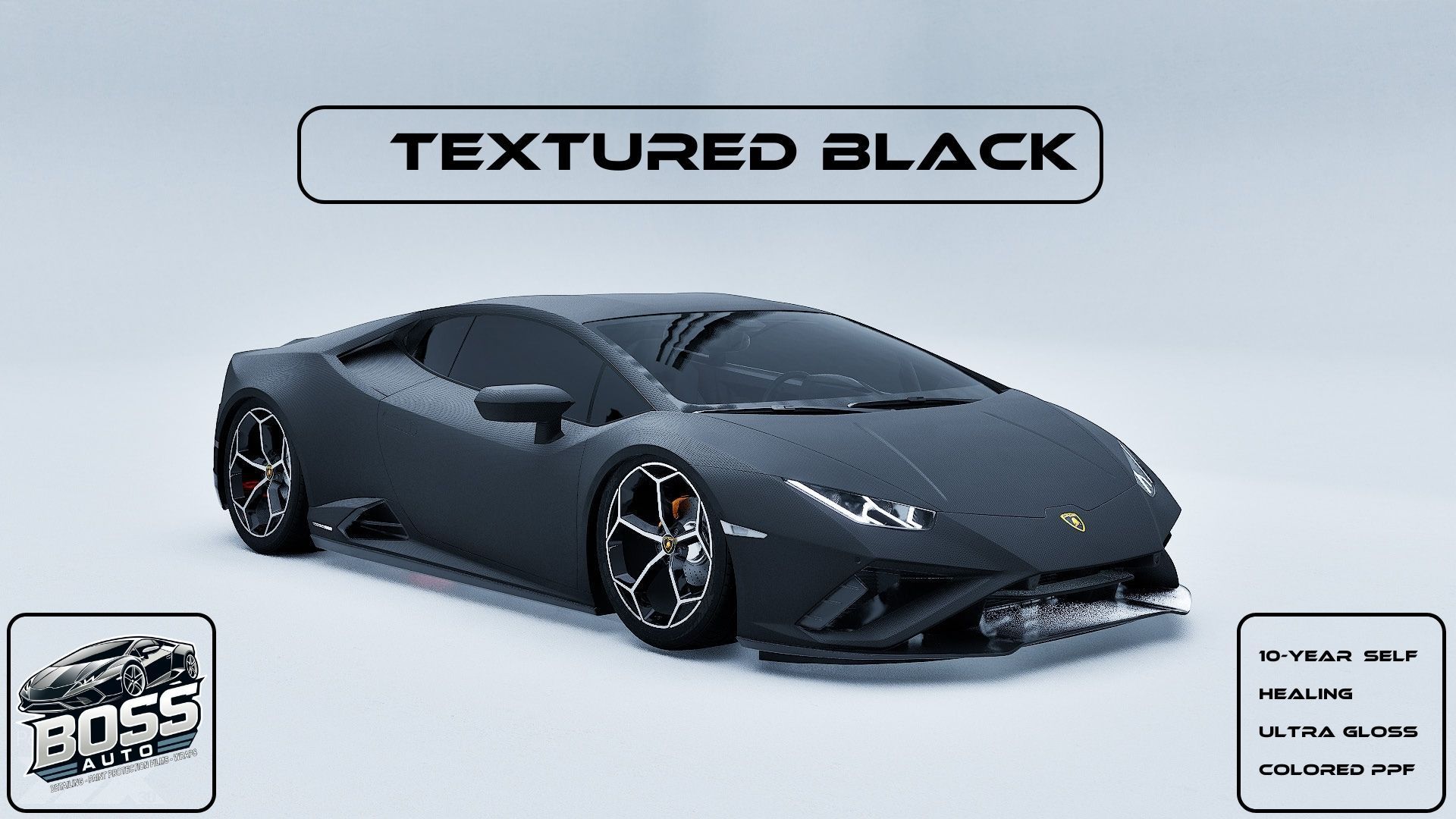 A black car with the words textured black on it