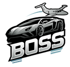 A logo for boss with a car and a plane