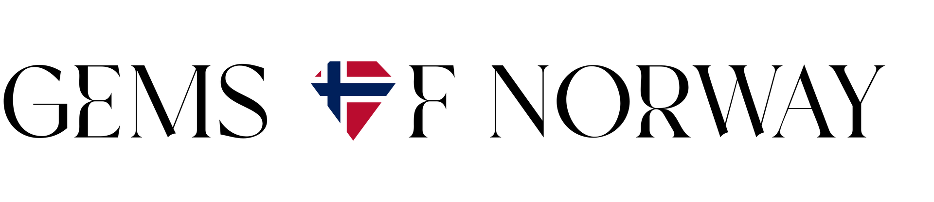 Logo for Gems of Norway with a gem shape containing the Norwegian flag.