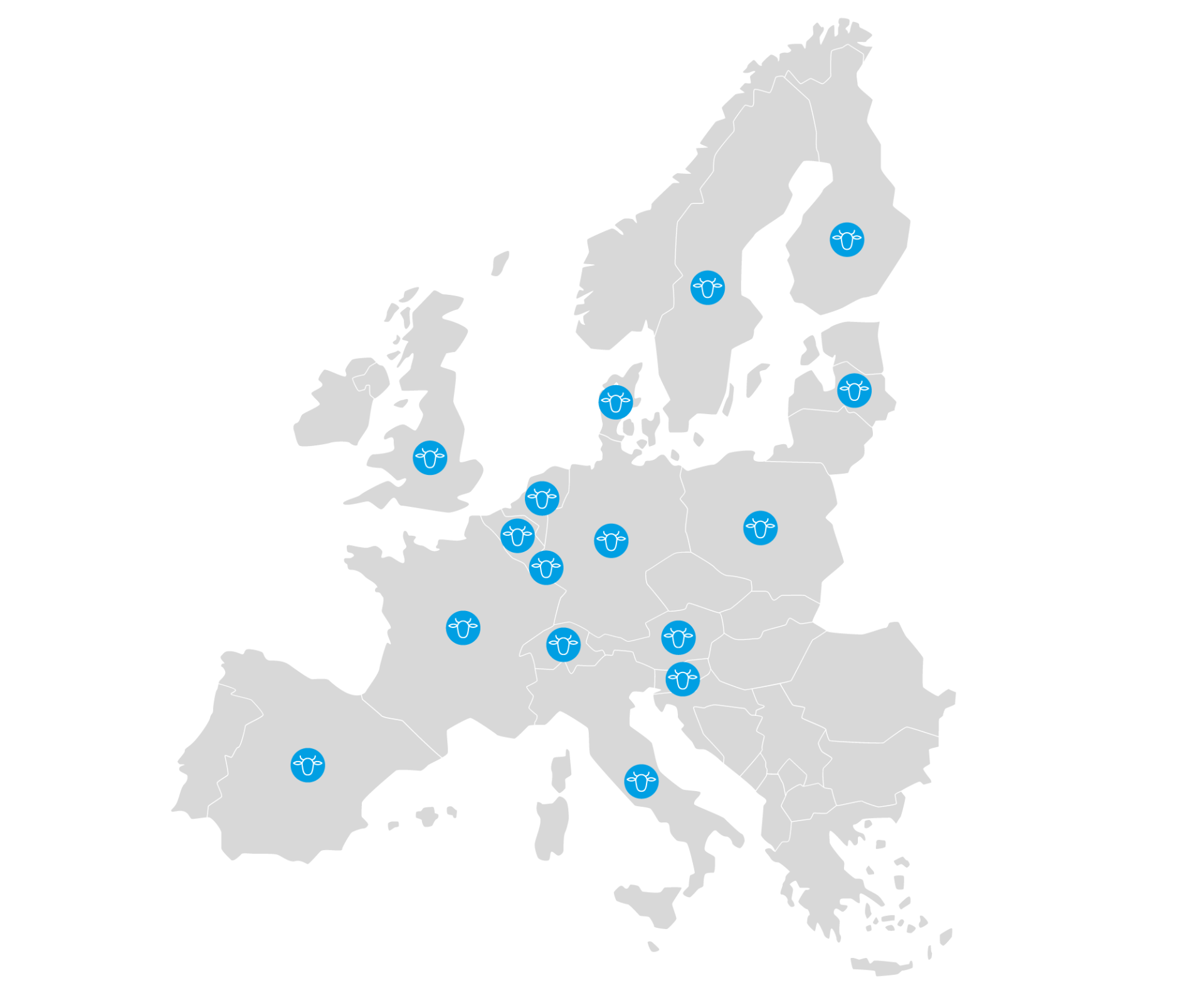 Europakarte, Standorte Vuxxx, Pillen-Vertrieb
