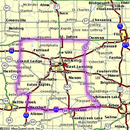Map - Lansing, MI - Sunrise Cleaning & Construction Services