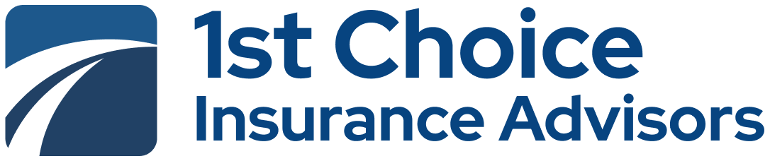 A blue and white logo for 1st choice insurance advisors