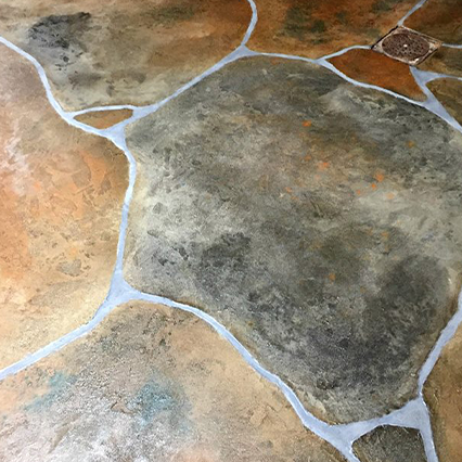 Grand Flagstone epoxy and polyaspartic finishes for inside and outside spaces.