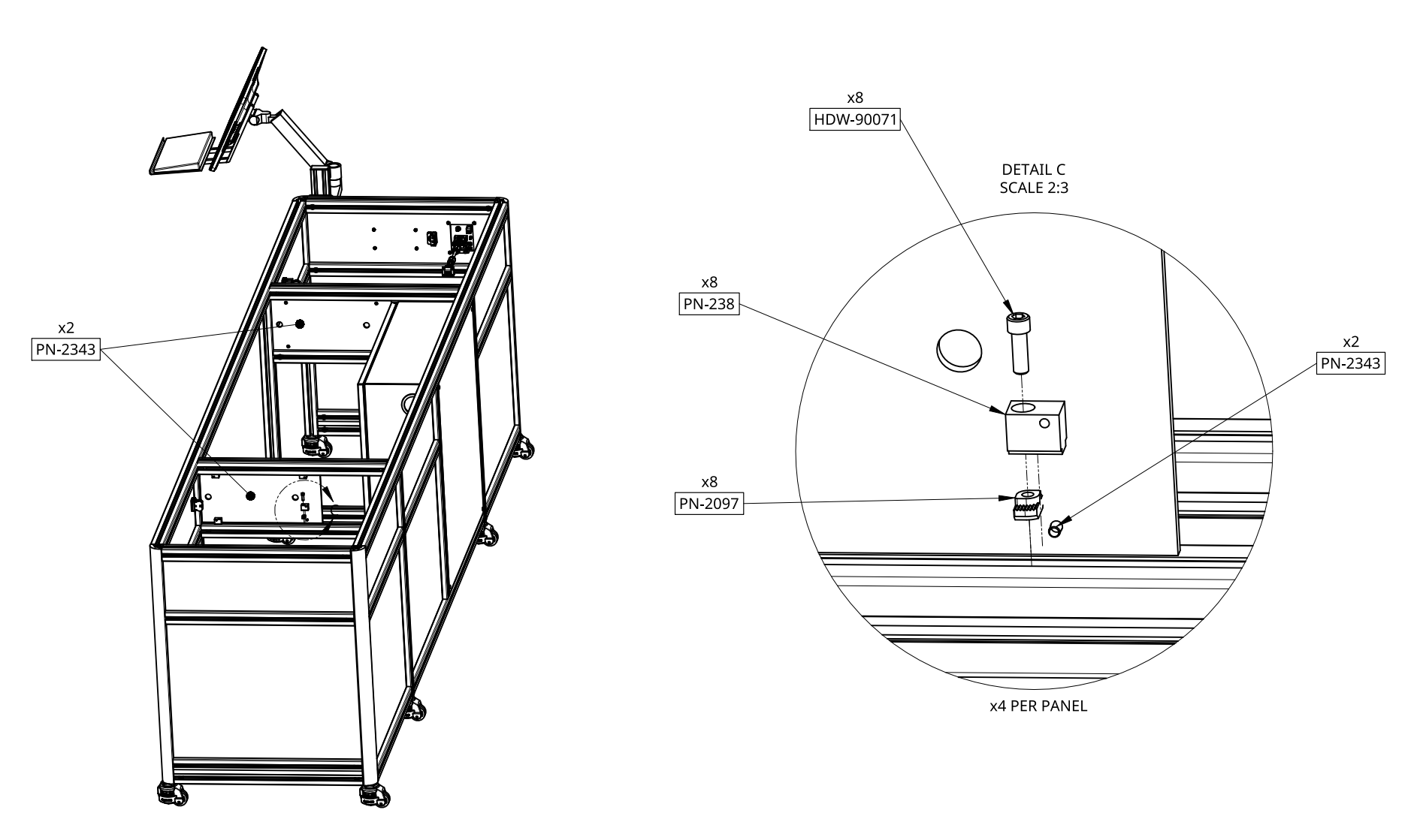 rothgreaves, 4000 series, populated frame, cad drawing