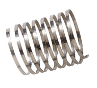 A close up of a metal coil on a white background. rothgreaves