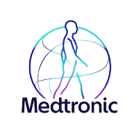 A logo for medtronic with a silhouette of a person in a circle.