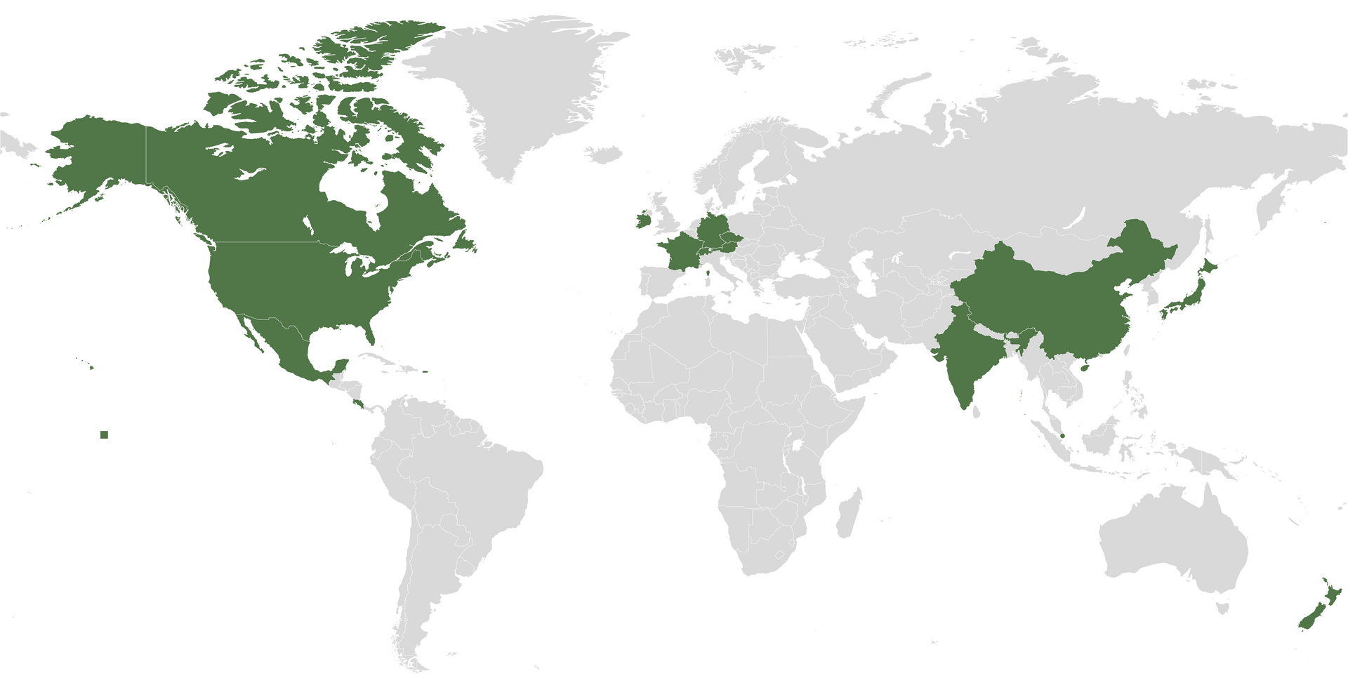 A map of the world with the united states highlighted in green. where rothgreaves does business