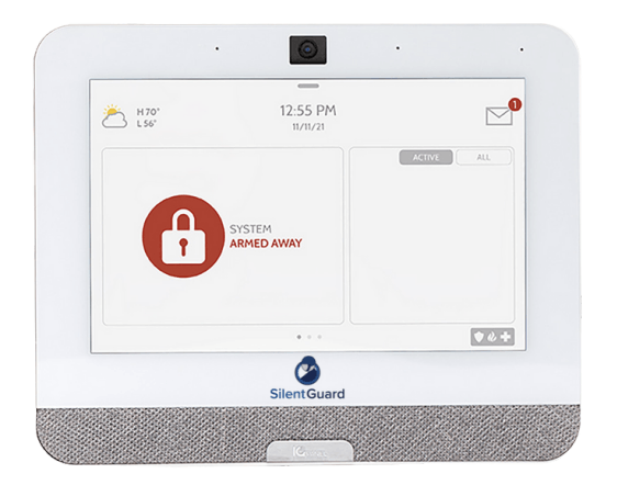 A security system with a padlock on the screen.