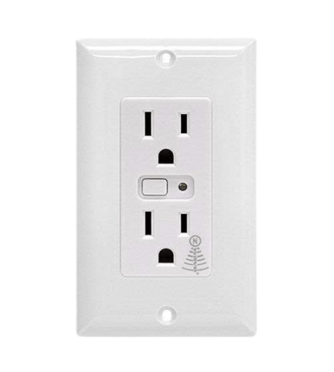 A white electrical outlet with a skeleton on it
