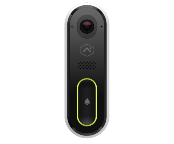 A doorbell with a camera and a bell button