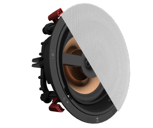 A close up of a speaker on a white background