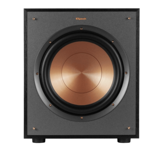 A klipsch subwoofer is shown on a white background