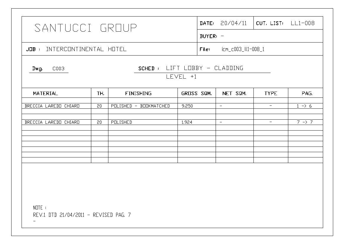 Pianta del disegno completo