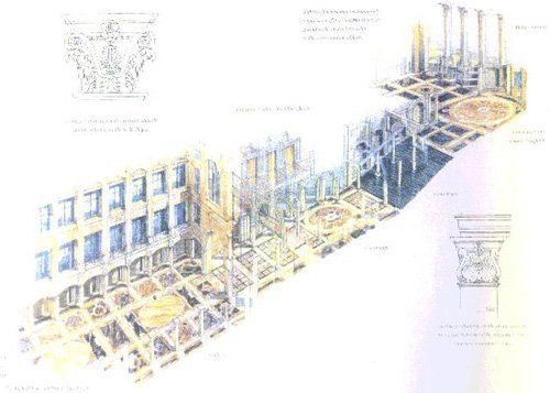 Progettazione grafica pavimentazione per Vintners Palace - 2