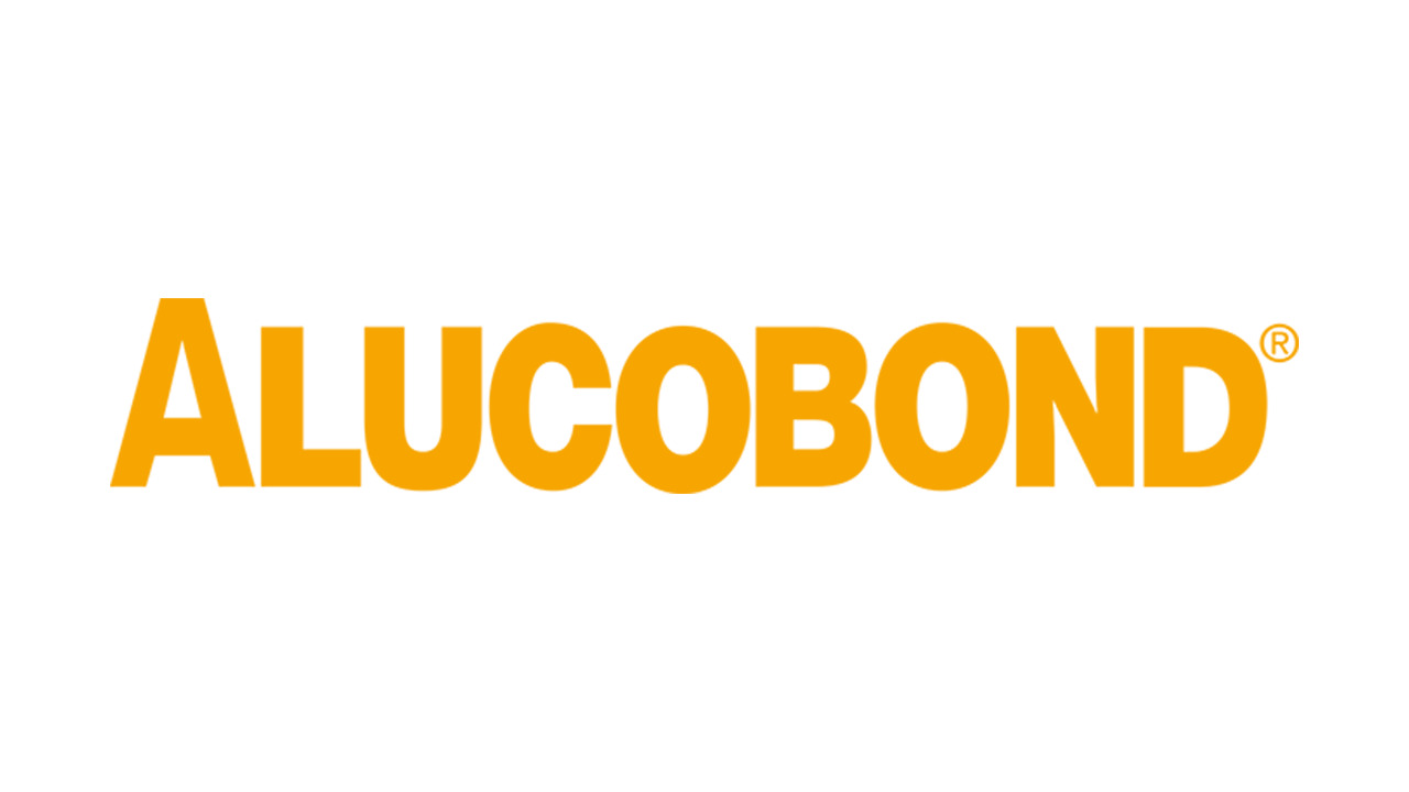 "ALUCOBOND" logo in orange text on a white background.