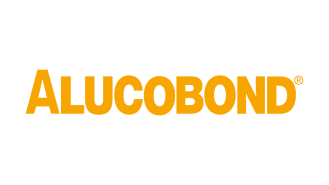 "ALUCOBOND" logo in orange text on a white background.