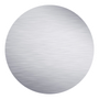 A stainless steel circle with a brushed finish on a white background.