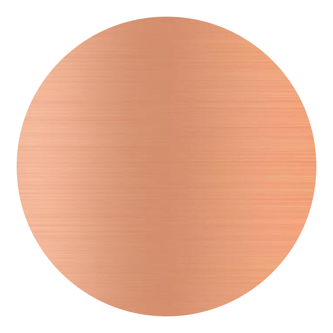 A copper colored circle on a white background