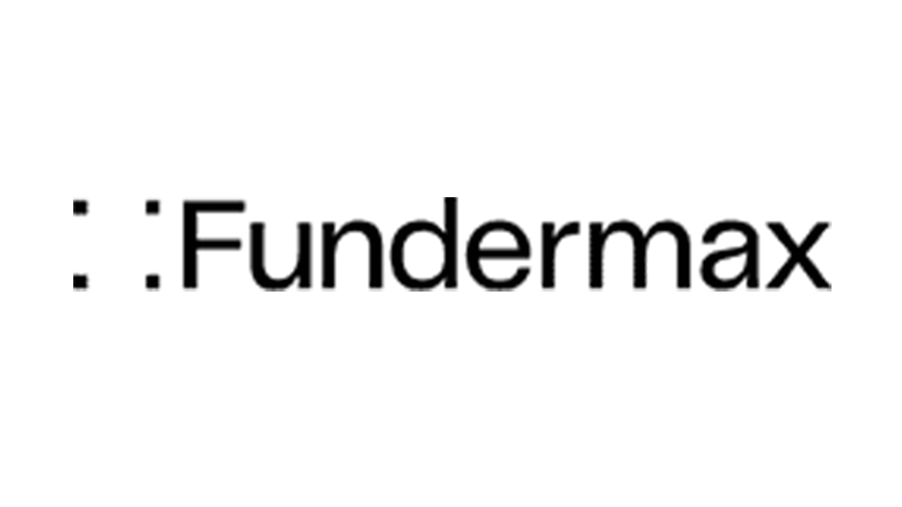 Logo of Fundermax: Black text on a white background. The text "Fundermax" follows two vertically aligned colons.
