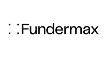 Logo of Fundermax: Black text on a white background. The text "Fundermax" follows two vertically aligned colons.