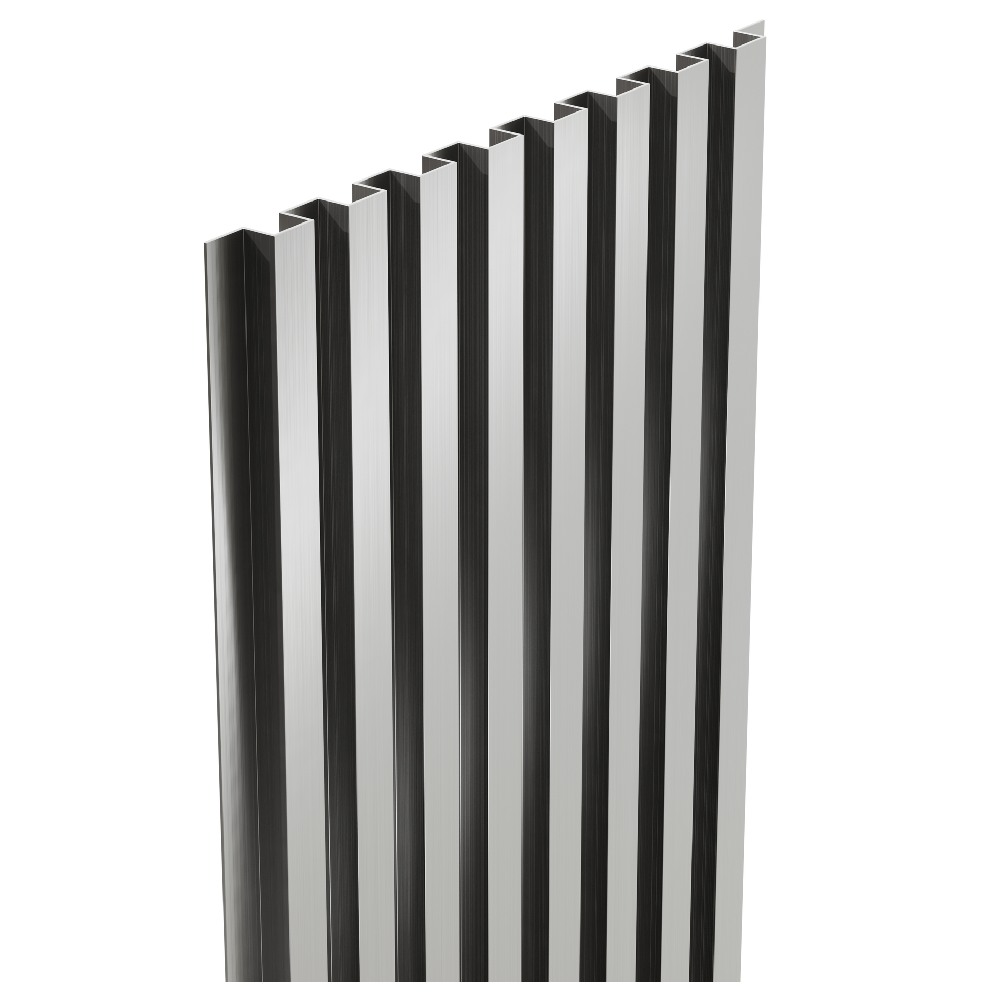 A close up of a corrugated metal panel.