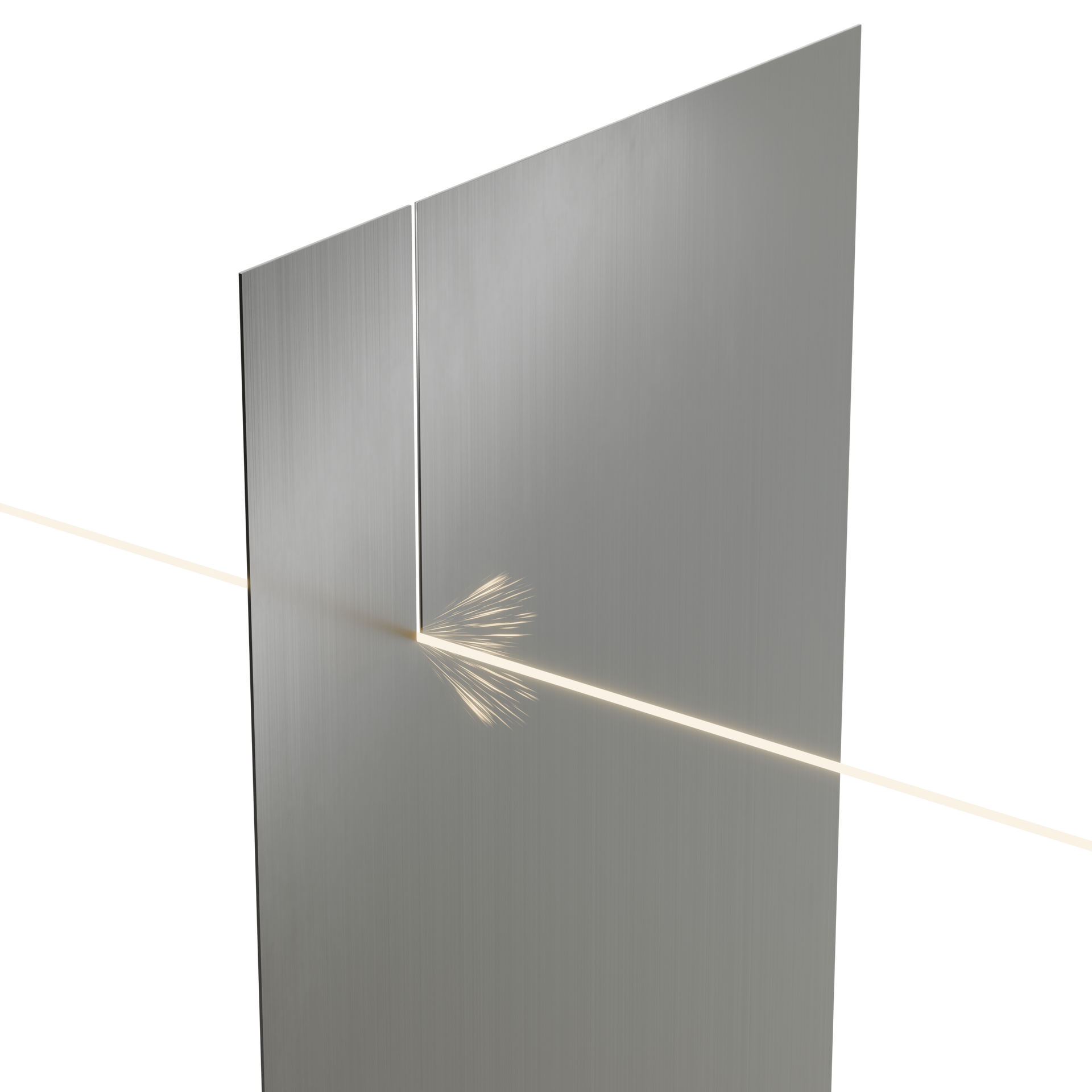 A close up of a piece of metal with a laser cutting through it.