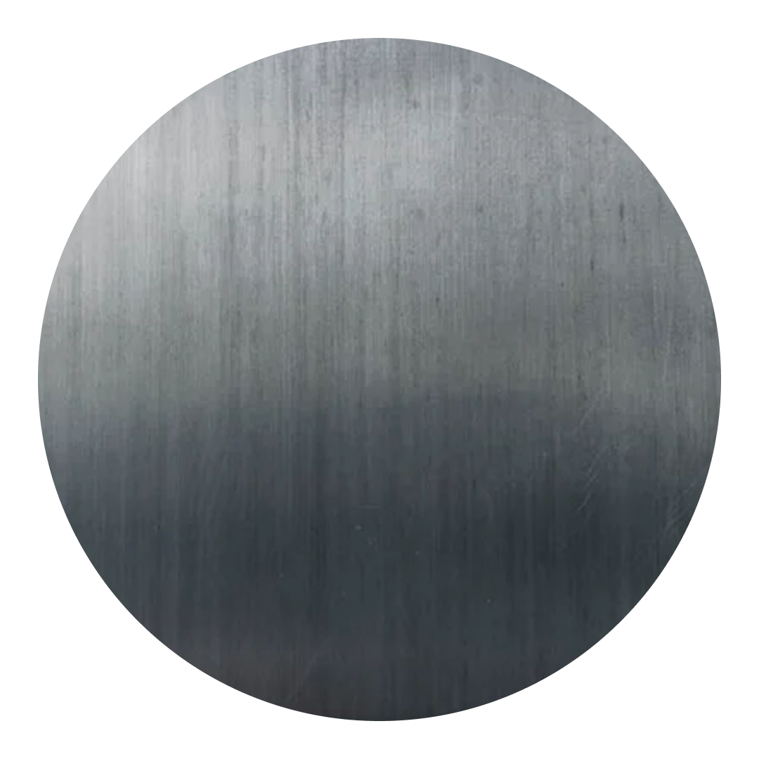 A close up of a metal circle on a white background