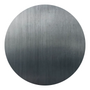 A close up of a dark metal circle on a white background