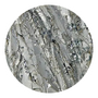 A close up of a zinc texture in a circle on a white background.