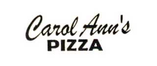 A black and white logo for carol ann 's pizza