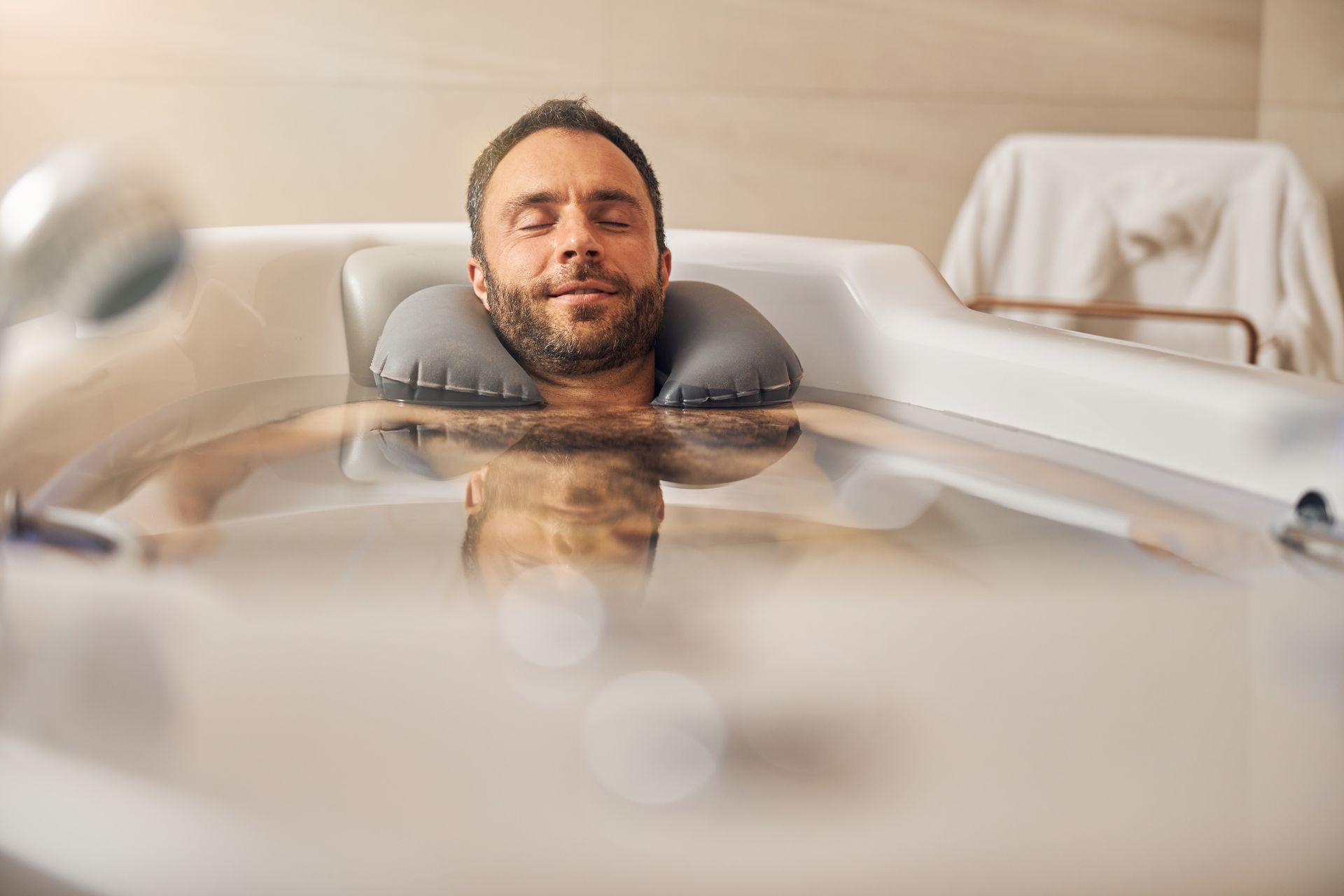 Relaxing Man in the Tub