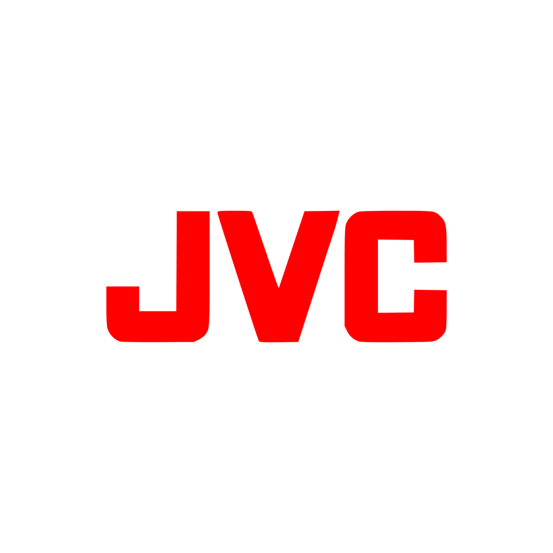 A red jvc logo on a white background