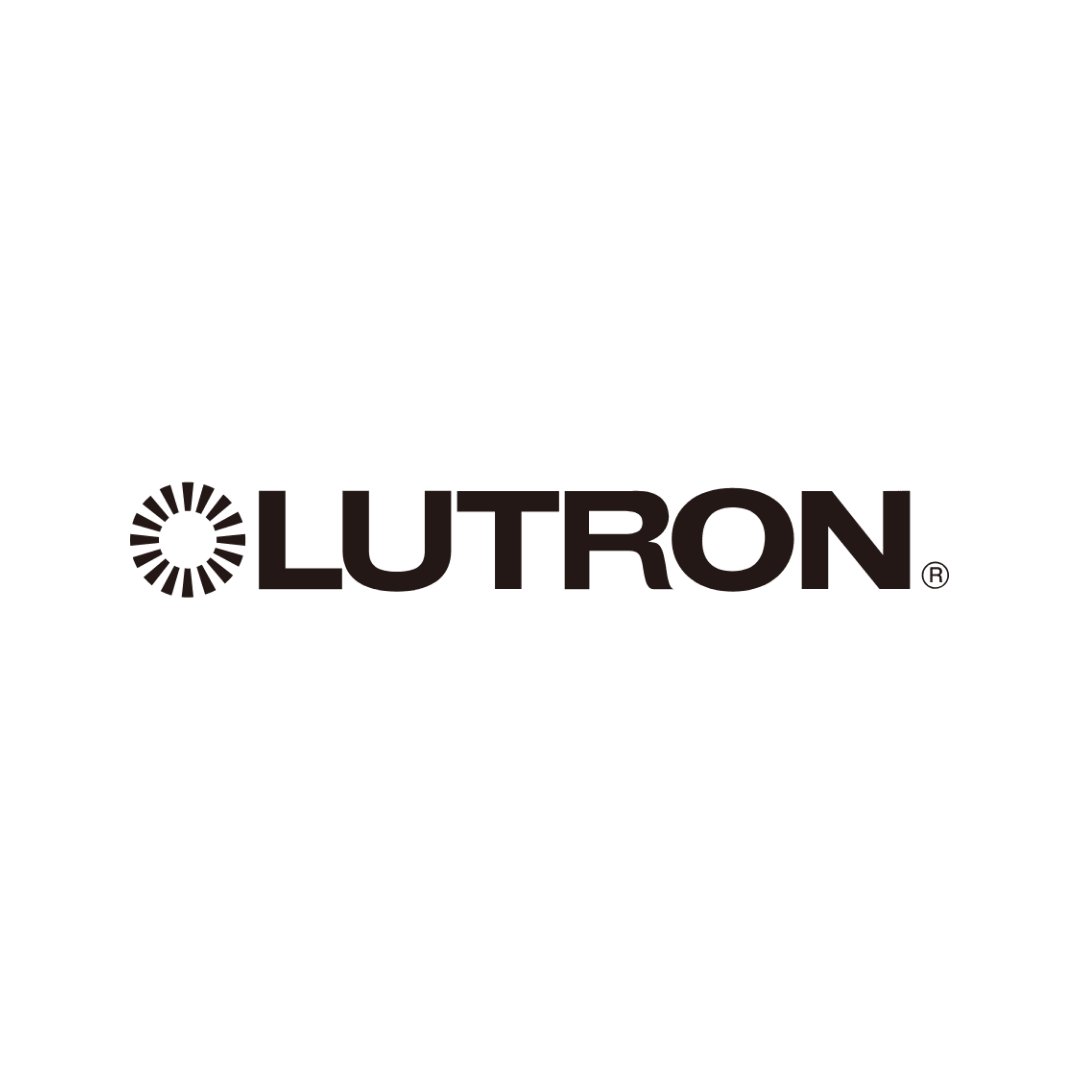 A black and white logo for lutron on a white background.