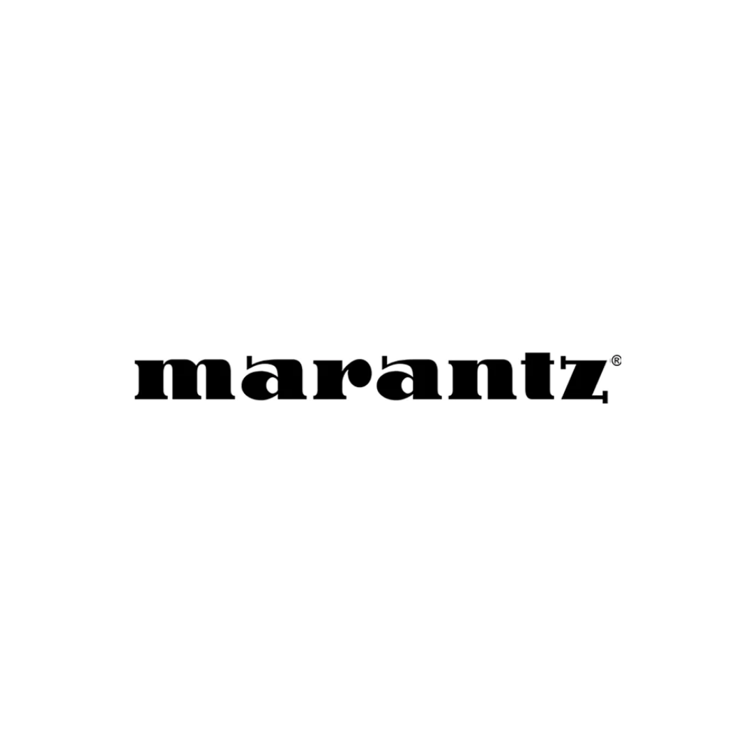 The marantz logo is black and white on a white background.