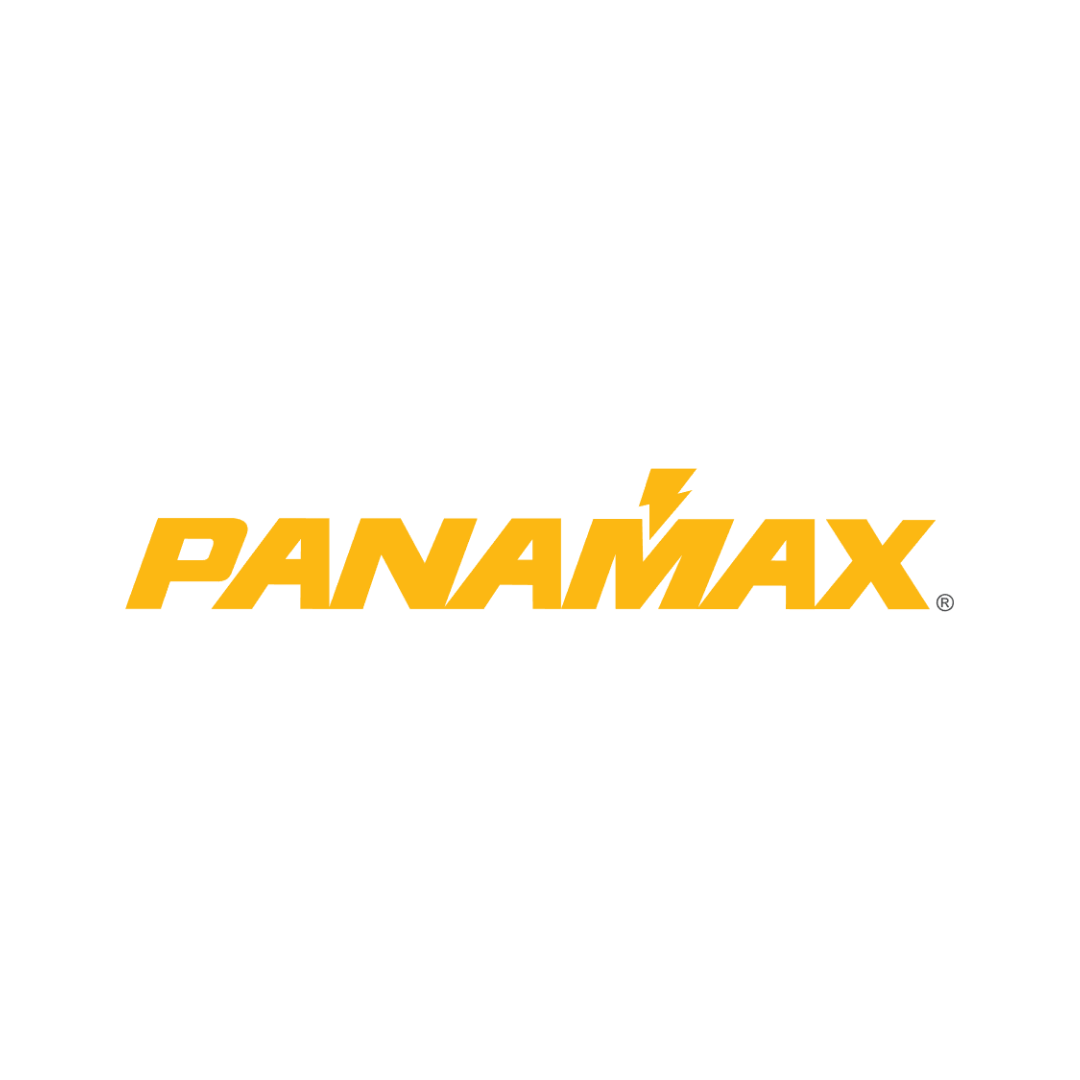 A yellow logo for panamax on a white background.