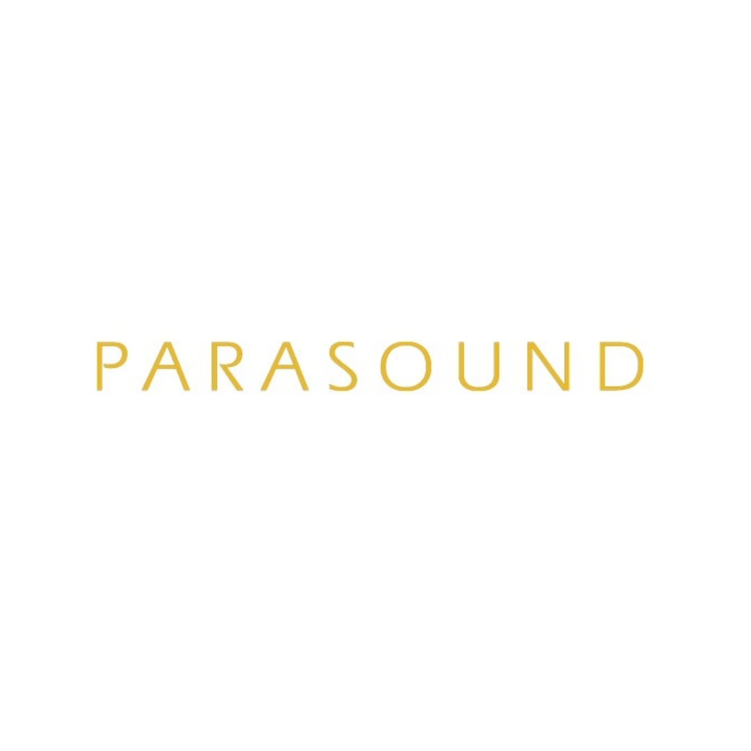 The parasound logo is a gold logo on a white background.