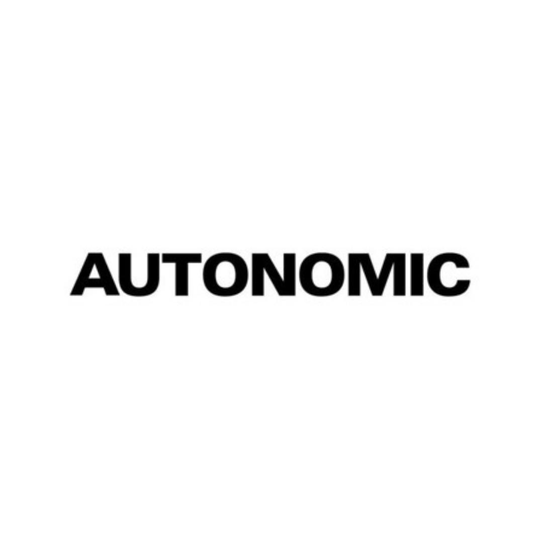 A black and white logo for autonomic on a white background.