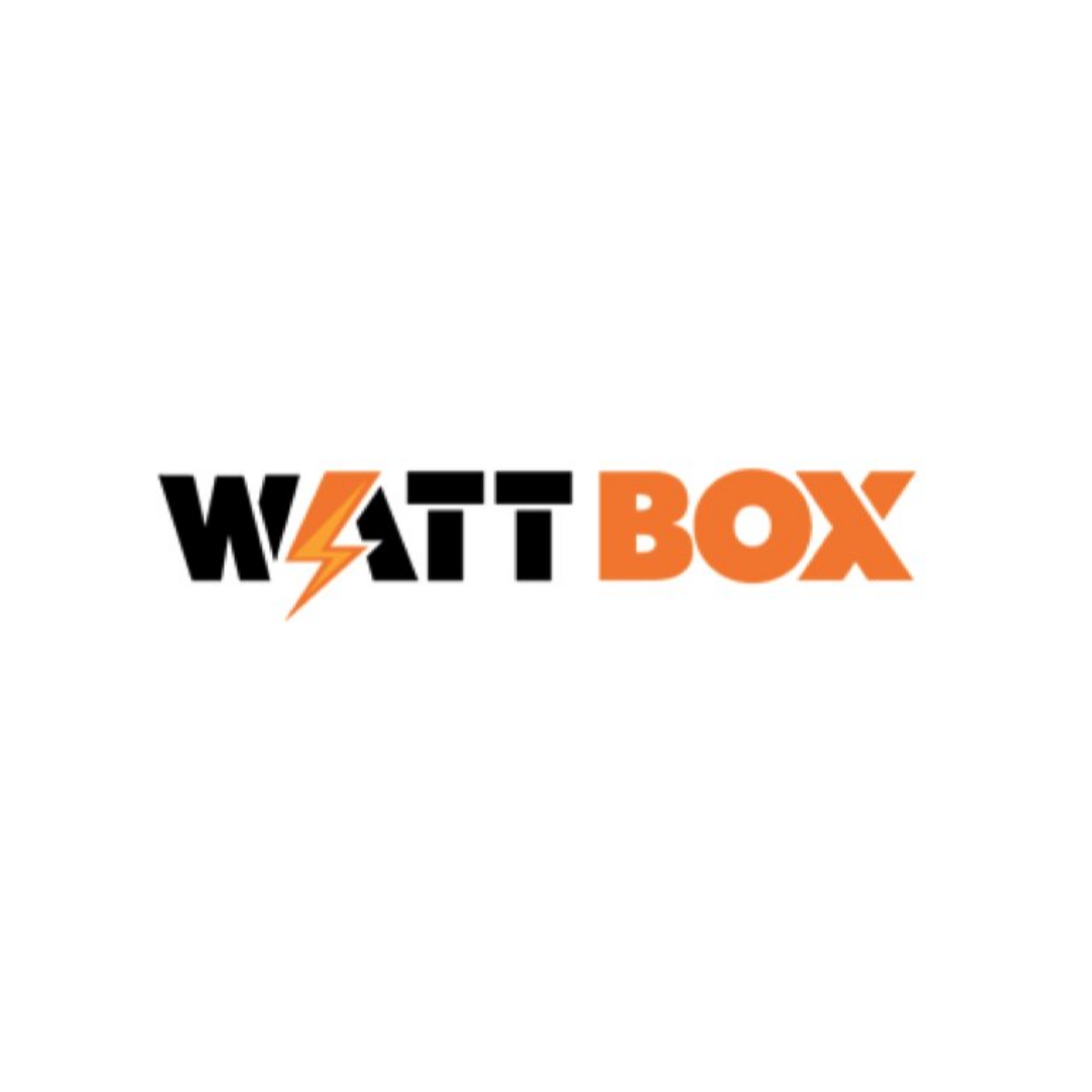 A logo for watt box with a lightning bolt on it