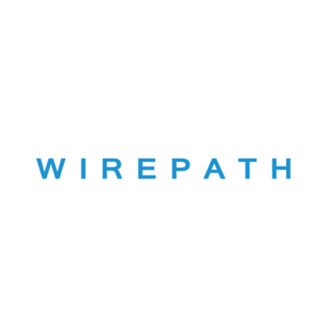 The logo for wirepath is blue and white on a white background.