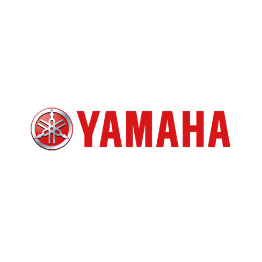 The yamaha logo is red and silver on a white background.