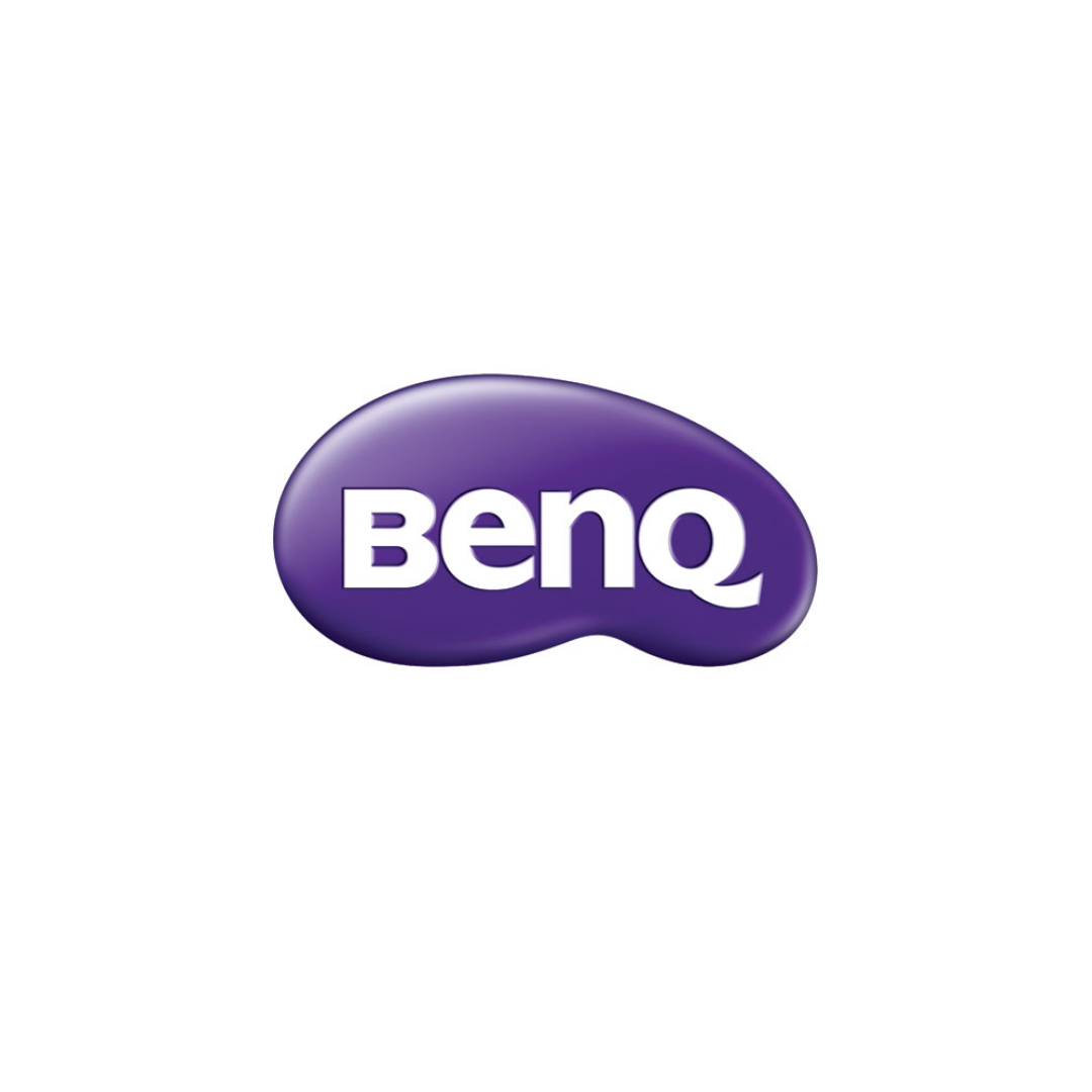 A purple benq logo on a white background