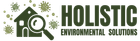 Logo of a house being examined by a magnifying glass, with the word 