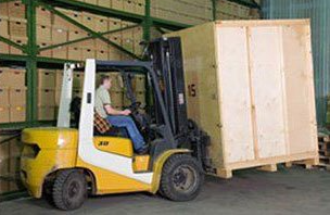 forklift with box